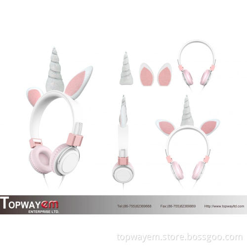 Wired Kids Unicorn ODM Headphone with in line mic